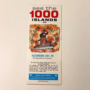Vintage 1000 Island Uncle Sam Boat Tour Alexandria Bay NY Travel Guide  Brochure